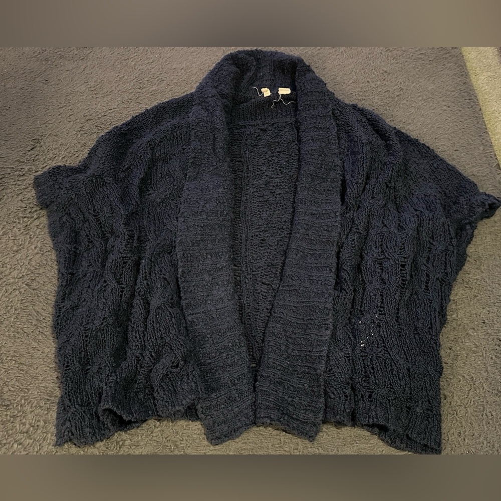 Anthropologie Moth Navy Short Sleeve Open Front Cardigan Size M/L